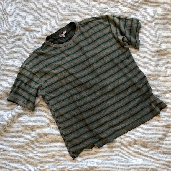 Dr. Collectors NWOT Teddy Forever Stripe Tee, size M, Sun-Faded Olive Army - Picture 4 of 7